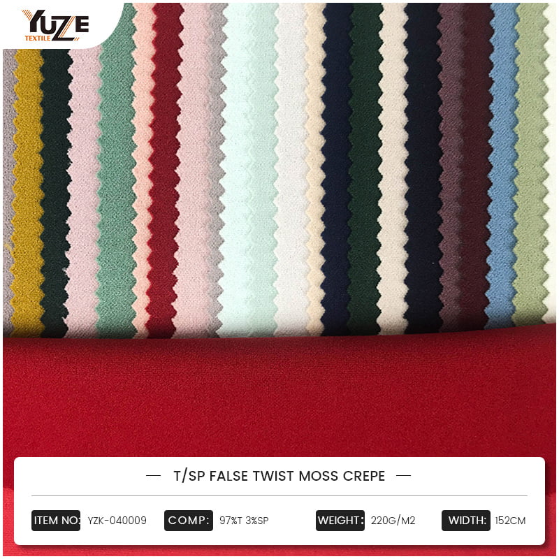YZK-040009 T/SP False Twist Moss Crepe: Hvordan oppfyller en ny stoffløsning de doble behovene til mote og funksjon?